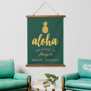 Tapisserie Suspendue Mariage Aloha Bienvenue (Vert)