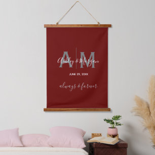 Tapisserie Suspendue Mariage gris et rouge moderne