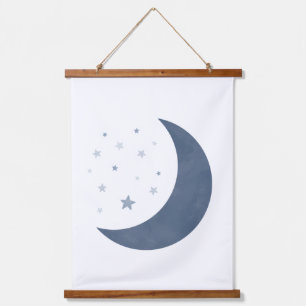 Tapisserie Suspendue Marine Blue Moon et Stars Boy Nursery