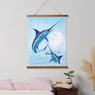 Tapisserie Suspendue Marlin Bleu Jaillissant de l'Océan