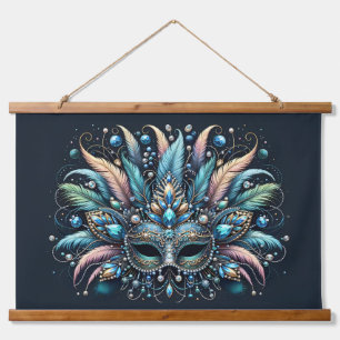 Tapisserie Suspendue Masque de bijoux à plumes de Boho Masquerade