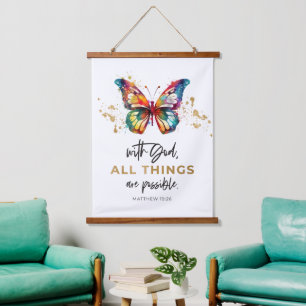 Tapisserie Suspendue Matthieu 19:26 Tout est possible papillon