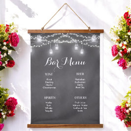 Tapisserie Suspendue Menu de bar noir dans un pot Mason pour mariage