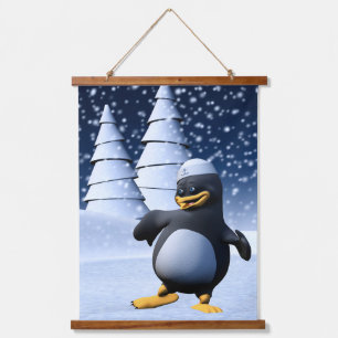 Tapisserie Suspendue Mignon pingouin marin d'hiver Art de vacances enne