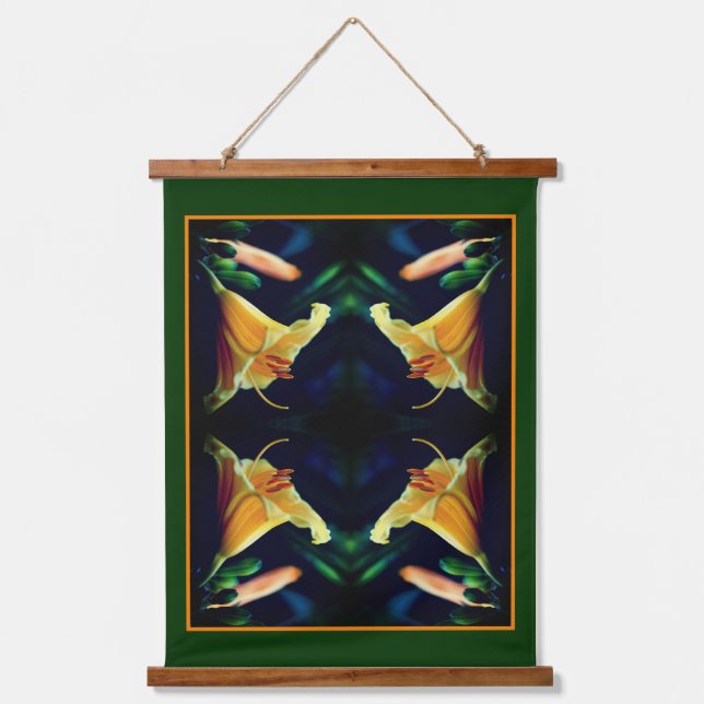 Tapisserie Suspendue Miroir à fleurs jaunes intenses Abstrait (Recto)