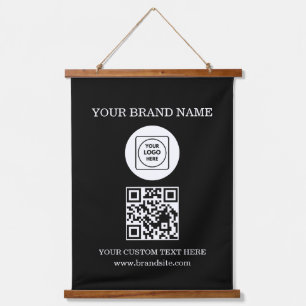 Tapisserie Suspendue Modèle de branding mural de code QR avec texte de 
