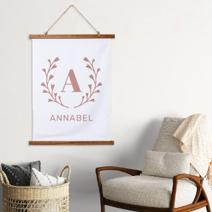 Tapisserie Suspendue Monogramme rose Customisé Pouponnière Enfants Sall
