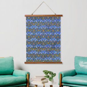 Tapisserie Suspendue Morris Vintage 1882 Fond Bleu Motif Floral
