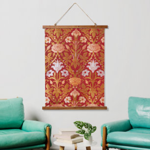 Tapisserie Suspendue Morris - Vintage 1893 Rose et Motif Lily Flower