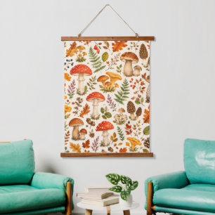 Tapisserie Suspendue Motif de champignon automnal à l'aquarelle
