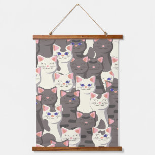 Tapisserie Suspendue Motif de chats blancs et gris