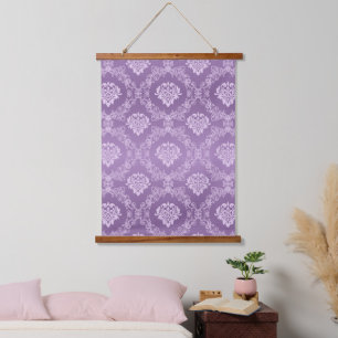 Tapisserie Suspendue Motif de Damas florales en violet et blanc