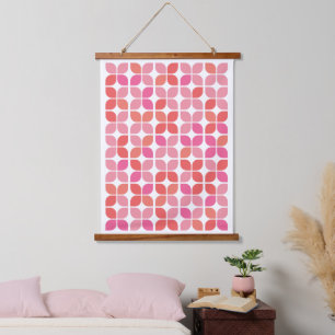 Tapisserie Suspendue Motif de feuille géométrique rétro Coral orange ro