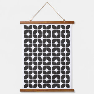 Tapisserie Suspendue Motif de feuille géométrique rétro noir