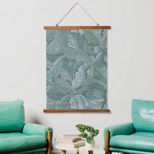 Tapisserie Suspendue Motif feuille d'acanthe bleu sarcelle de William M