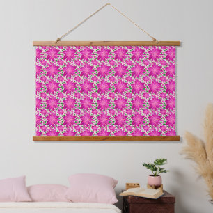 Tapisserie Suspendue Motif floral rose vif sans couture 