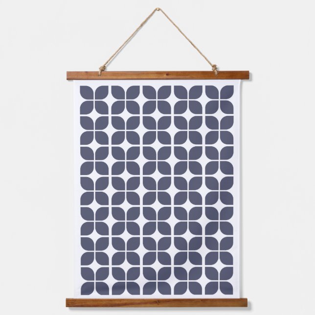 Tapisserie Suspendue Motif géométrique rétro bleu (Recto)