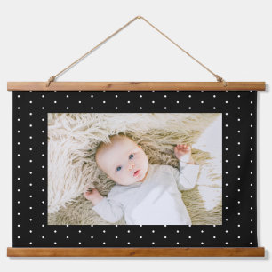 Tapisserie Suspendue Motif Pois minuscule noir et blanc Preppy