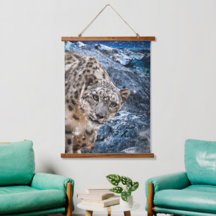 TAPISSERIE SUSPENDUE NEIGE LEOPARD NUAGE MARCHER
