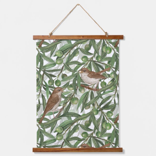 Tapisserie Suspendue Nightingales dans l'olivier (Recto)