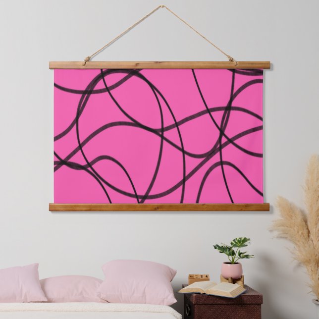 Tapisserie Suspendue Noir sur le ruban rose (Chambre à coucher)
