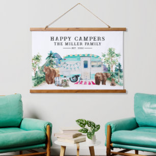 Tapisserie Suspendue Nom de famille Happy Campers