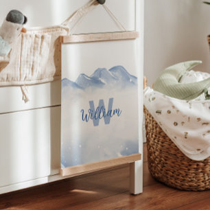 Tapisserie Suspendue Nom du monogramme initial en hiver Décor du mur de