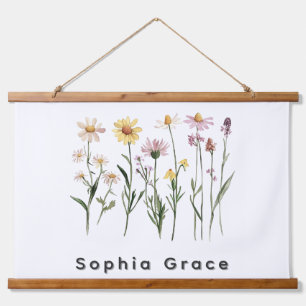Tapisserie Suspendue Nom personnalisé minimaliste fleur sauvage