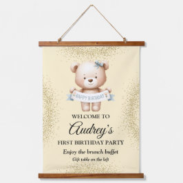 Tapisserie Suspendue Nounours ours en peluche avec Joyeux Anniversaire