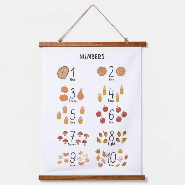Tapisserie Suspendue Numéros 1 - 10 en automne enfants esthétiques (Recto)