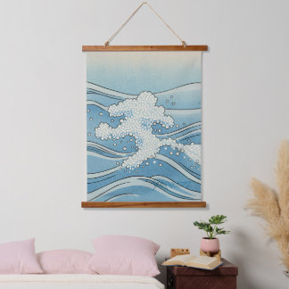 Tapisserie Suspendue Ocean Wave Art Print – Japanese Woodblock Style
