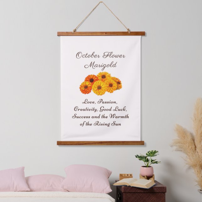 Tapisserie Suspendue Octobre Mois de naissance Fleur Marigold Elegant (Chambre à coucher)