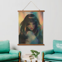 Oeuvre d'Anime Girl entourée de Rainbow Light