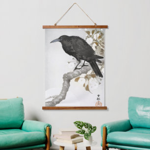 Tapisserie Suspendue Ohara Koson Corbeau corbeau, Silhouette d'oiseaux