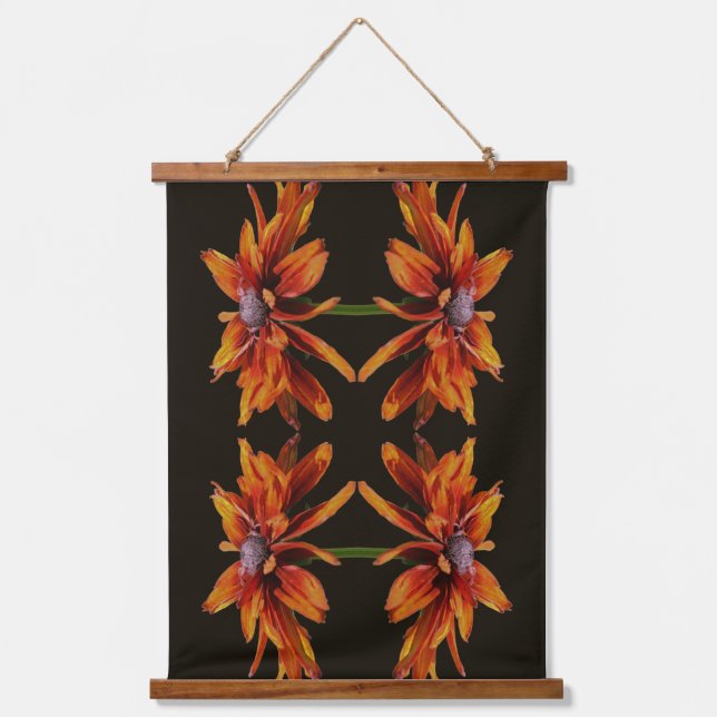 Tapisserie Suspendue Orange Black Eyed Susan Flower Abstract (Recto)