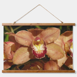 Tapisserie Suspendue Orchidées de Pêche avec Raindrops Floral