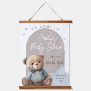 Tapisserie Suspendue Ours Baby shower moderne Boho Beige