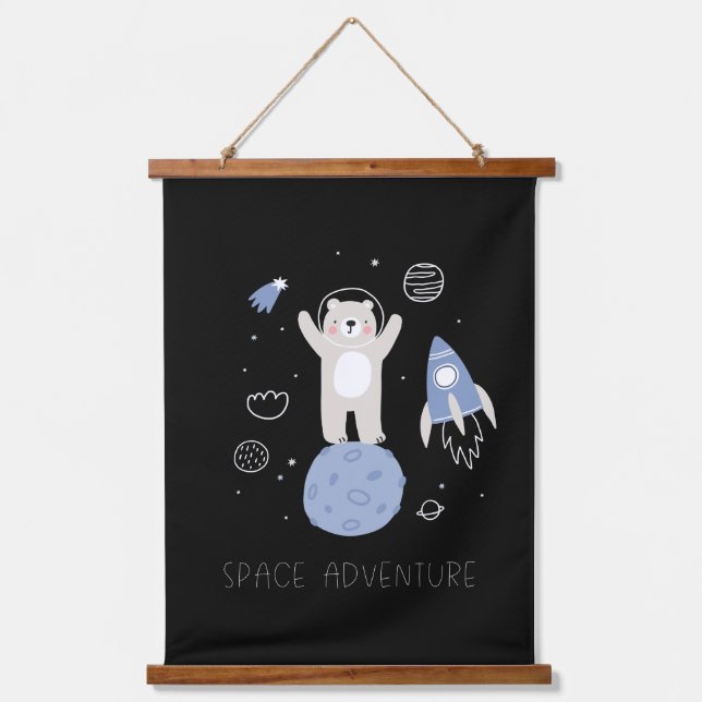 Tapisserie Suspendue Ours De Cartoon Mignonne Dans L'Espace (Recto)
