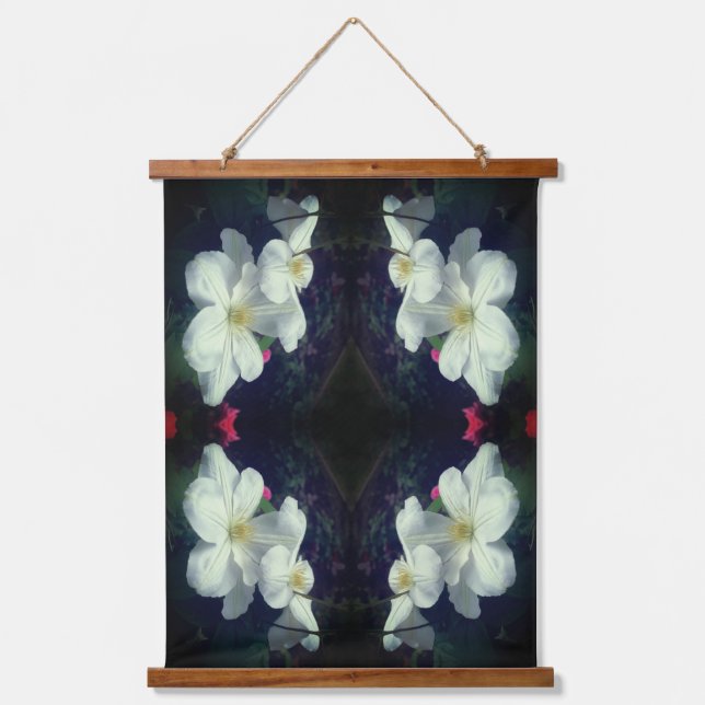 Tapisserie Suspendue Paire de fleurs Clematis blanches Abstraite (Recto)