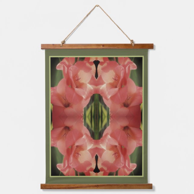 Tapisserie Suspendue Pale Pêche Gladiolus Fleur Abstraite (Recto)