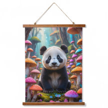 Panda Cub Animé dans une forêt de champignons