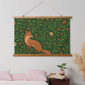 Tapisserie Suspendue Papier de soie Cottagecore Morris Style Fox Forest