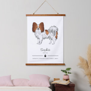 Tapisserie Suspendue Papillon Rouge Et Blanc Mignon Chien Avec Texte Pe