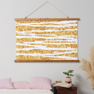 Tapisserie Suspendue Parties scintillant blanche or Boho Populaire Tige