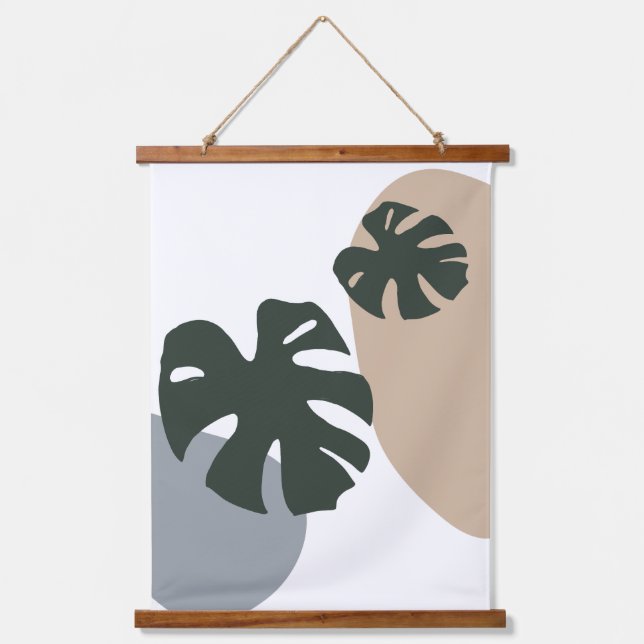 Tapisserie Suspendue Pastel Boho Monstera Feuille Mur esthétique bio (Recto)