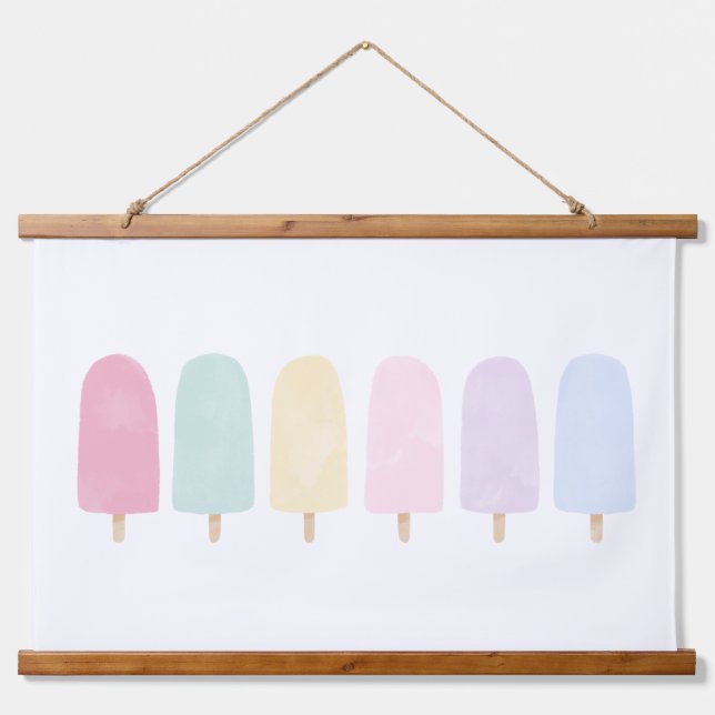 Tapisserie Suspendue Pastel Watercolor Popsicle Girls Room (Devant)