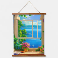 Paysage de lac par la fenêtre
