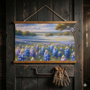 Tapisserie Suspendue Paysage de prairie aux bleuets du Texas