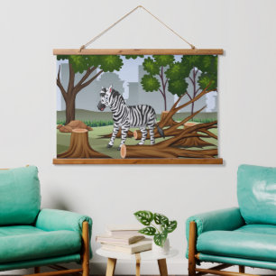 Tapisserie Suspendue Paysage forestier avec un zèbre unique