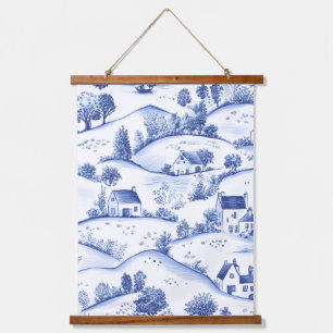 Tapisserie Suspendue Paysage français pastoral toile bleu intemporel